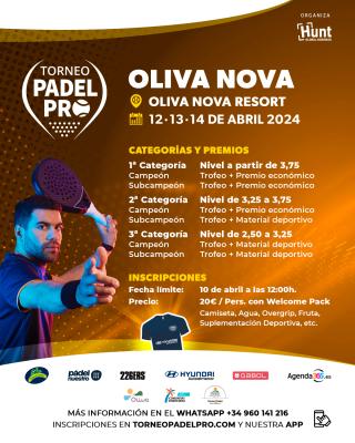 poster del torneo TORNEO OLIVA NOVA PADEL PRO