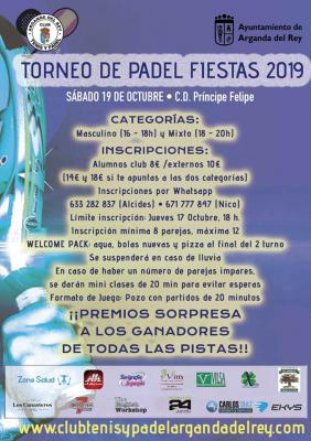 poster torneo TORNEO DE PADEL FIESTAS 2019