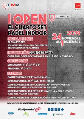 poster del torneo I OPEN EL CUARTO SET PADEL INDOOR