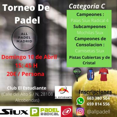 poster del torneo TORNEO ALLPADEL  (PISTAS CUBIERTAS Y DE CRISTAL)