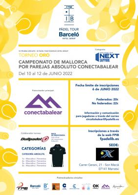 poster del torneo CIRCUITO IB PÁDEL TOUR BARCELÓ HOTEL GROUP, CAMPEONATO DE MALLORCA POR PAREJAS ABSOLUTAS CONECTABALEAR