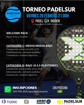poster del torneo NOCTURNO PADELSUR CATEGORIAS C: MEDIO/MEDIO-BAJO Y D: BAJO