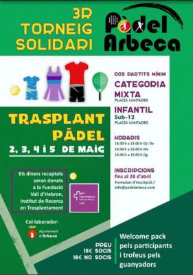 poster torneo 3R TORNEIG SOLIDARI TRASPLANT PADEL