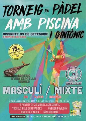 poster del torneo TORNEIG DE PÀDEL AMB PISCINA I GINTÒNIC