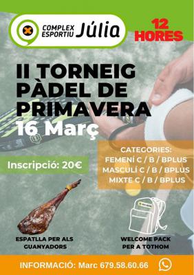 poster del torneo II TORNEIG PÀDEL DE PRIMAVERA