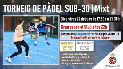 poster torneo TORNEIG SUB-30 MIXT