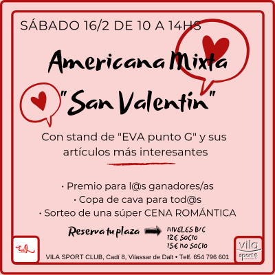 poster del torneo AMERICANA MIXTA SAN VALENTIN