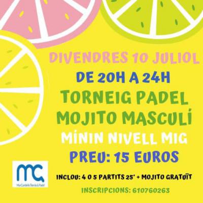 poster torneo TORNEIG PADEL MOJITO MASCULÍ