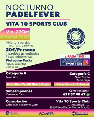 poster del torneo NOCTURNO PADEL FEVER - CATEGORÍAS A Y C (ABIERTO A PAREJAS MASCULINAS, FEMENINAS Y MIXTAS)