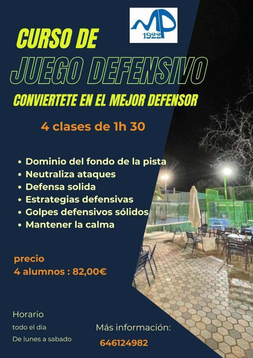 cartel clases de padel CURSO DE JUEGO DEFENSIVO
