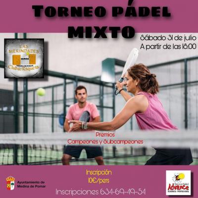 poster del torneo TORNEO PÁDEL MIXTO VERANO