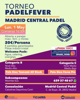 poster del torneo ESPECIAL DÍA DEL TRABAJADOR - ABIERTO A PAREJAS MASCULINAS, FEMENINAS Y MIXTAS