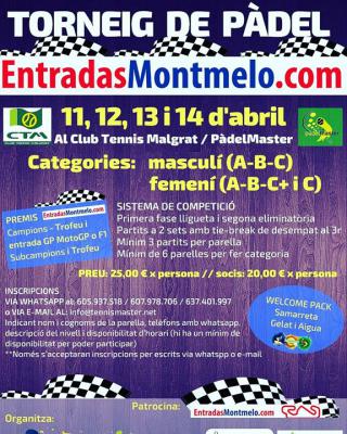poster del torneo TORNEIG ENTRADASMONTMELO.COM