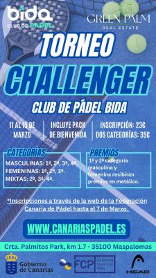 poster del torneo CHALLENGER PADEL BIDA
