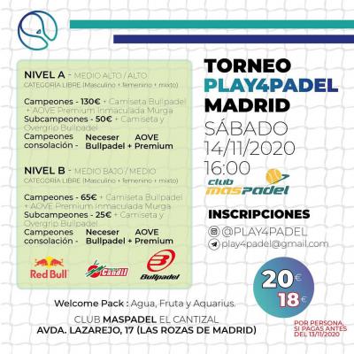 poster del torneo TORNEO PLAY4PADEL MADRID