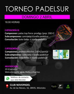 poster del torneo TORNEO PADELSUREVENTS CATEGORIAS B Y C