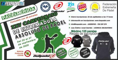 poster torneo XXV CAMPEONATO DE EXTREMADURA ABSOLUTO DE PADEL