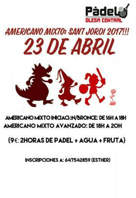 poster del torneo AMERICANO MIXTO SANT JORDI 2017