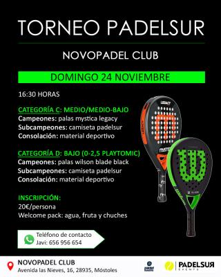 poster del torneo TORNEO PADELSUR CATEGORIAS C: MEDIO/MEDIO-BAJO Y D: BAJO