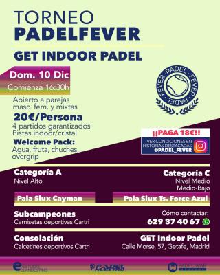 poster del torneo TORNEO PADEL FEVER - ABIERTO A PAREJAS MASC, FEM Y MIXTAS