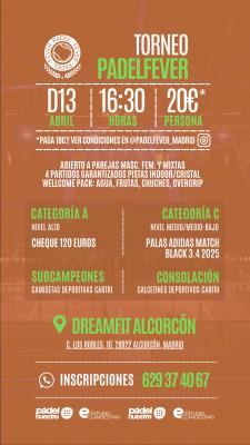 poster del torneo TORNEO PADEL FEVER - MASCULINO, FEMENINO Y MIXTO (A Y C)