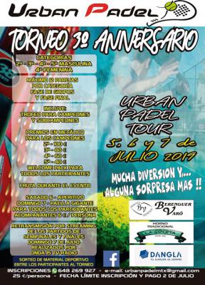 poster torneo TORNEO 3º ANIVERSARIO URBAN PADEL TOUR 