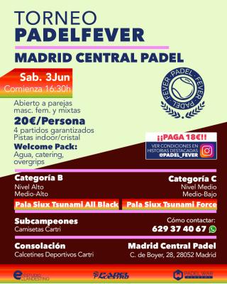 poster del torneo ¡ÚLTIMAS PLAZAS! - ABIERTO A PAREJAS MASCULINAS, FEMENINAS Y MIXTAS