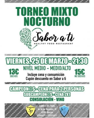 poster del torneo TORNEO MIXTO NOCTURNO SABOR A TI
