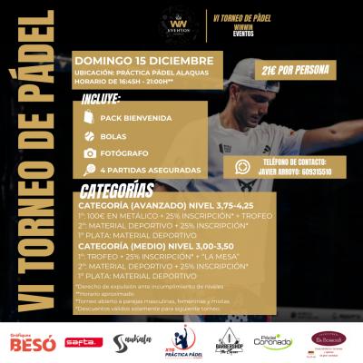 poster torneo VI TORNEO DE PADEL 15 DE DICIEMBRE