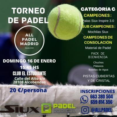 poster del torneo TORNEO ALLPADEL (PISTAS CUBIERTAS Y DE CRISTAL)