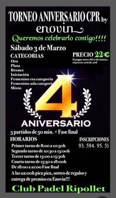 poster del torneo TORNEO 4º ANIVERSARIO CPR