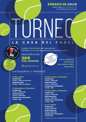 poster del torneo TORNEO LA CASA DEL PADEL JULIO 2023