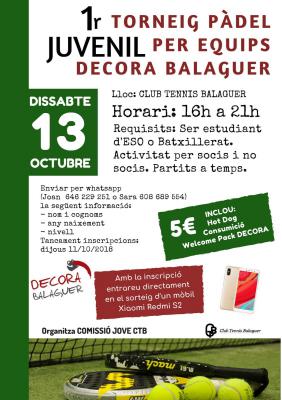poster del torneo 1r TORNEIG JUVENIL PER EQUIPS DECORA BALAGUER