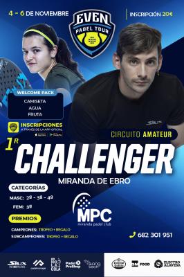 poster del torneo 1ER CHALLENGER EVEN PADEL TOUR MPC MIRANDA DE EBRO