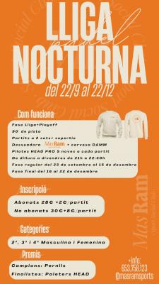 poster del torneo LLIGA NOCTURNA TARDOR MAS RAM SPORTS