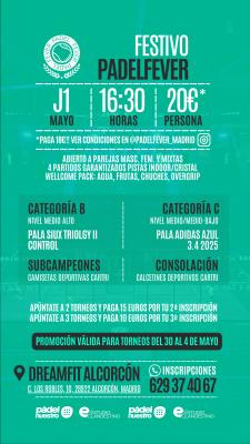 poster del torneo FESTIVO PADEL FEVER - MASCULINO, FEMENINO Y MIXTO (B Y C)