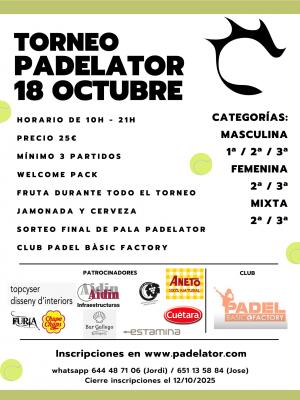 poster del torneo TORNEO PADELATOR
