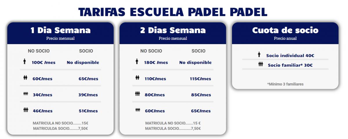 cartel clases de padel ESCUELA DE PÁDEL