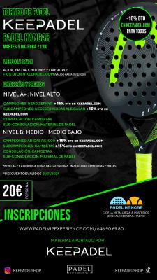 poster del torneo TORNEO KEEPADEL MARTES 5 DICIEMBRE & HANGAR DEL PÁDEL