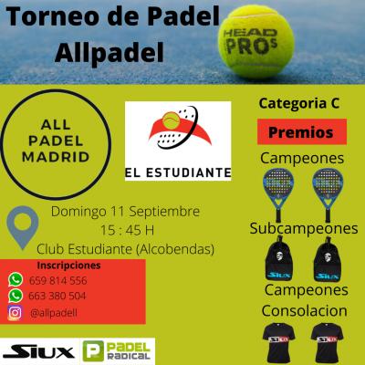poster del torneo TORNEO ALLPADEL  (PISTAS CUBIERTAS Y DE CRISTAL)