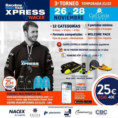 poster del torneo 3º TORNEO BARCELONA PADEL TOUR XPRESS BY NACEX