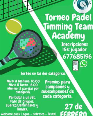 poster del torneo TORNEO PADEL TIMMING TEAM ACADEMY