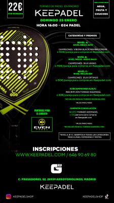 poster torneo KEEPADEL (NIVELES A-B-C) & G24 ARROYOMOLINOS