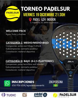 poster del torneo NOCTURNO PADELSUR CATEGORIAS C: MEDIO/MEDIO-BAJO Y D: BAJO