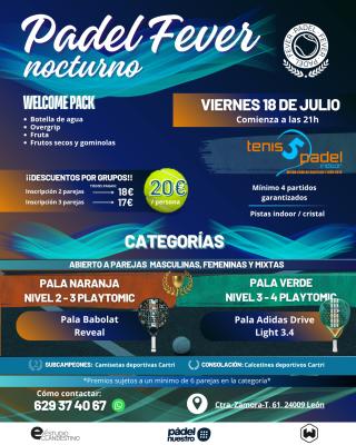 poster del torneo NOCTURNO PADEL FEVER - MASCULINO, FEMENINO Y MIXTO