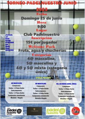 poster del torneo TORNEO JUNIO 2023 PADELNUESTRO