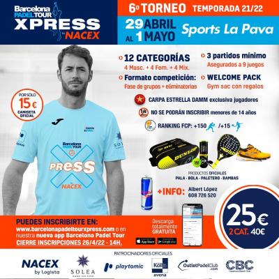 poster del torneo 6º TORNEO BARCELONA PADEL TOUR XPRESS BY NACEX