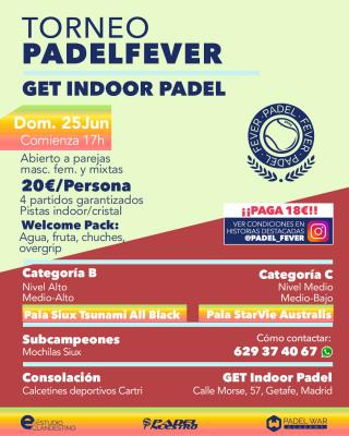 poster del torneo TORNEO PADEL FEVER - ABIERTO A PAREJAS MASCULINAS, FEMENINAS Y MIXTAS