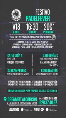 poster del torneo FESTIVO PADEL FEVER - MASCULINO, FEMENINO Y MIXTO (A Y C)