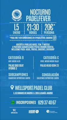 poster del torneo NOCTURNO PADEL FEVER & WELLSPORT LEGANÉS (B & C)